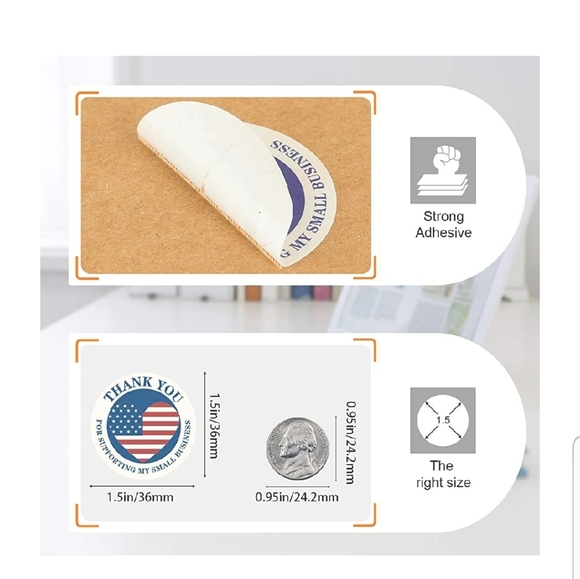 100 ct  1.5" American flag thank you - Picture 4 of 8